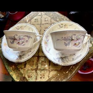 Vintage Steubenville Ivory Teacups & Saucers